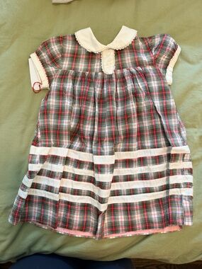 Girls Plaid Dress with White Peter Pan Collar